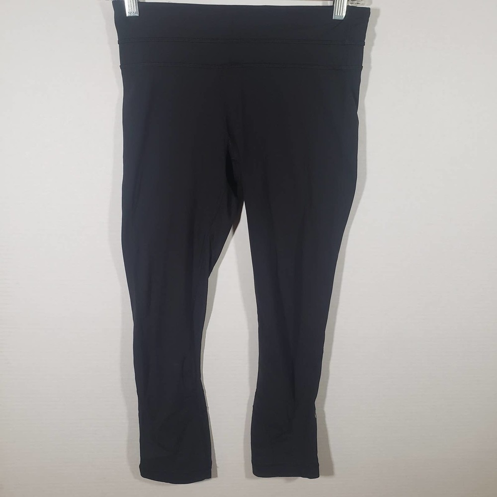 Lululemon Pace Rival Crop 22" Black Legging Cropped Zip Pocket Sz 4